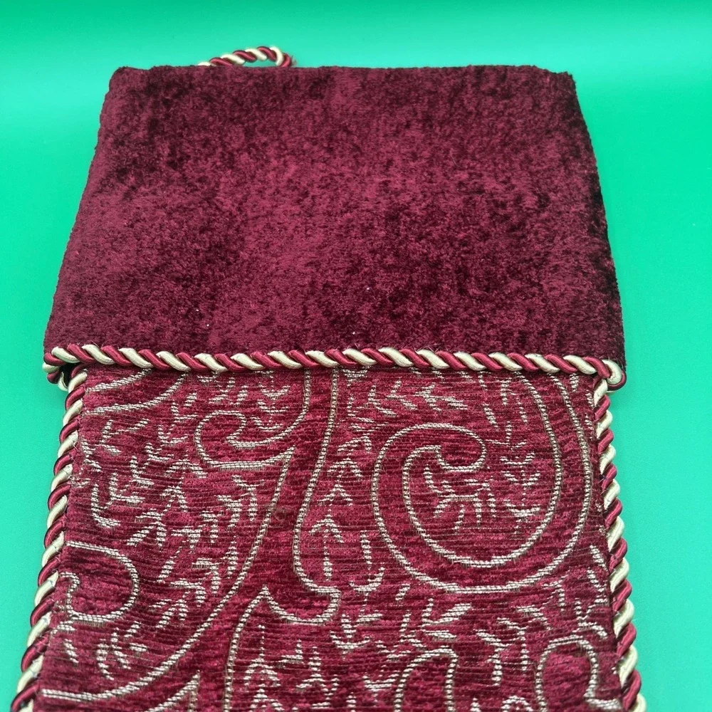 New no‎ tags burgundy red velvet, Satin Christmas Stocking Tapestry Elf Boot